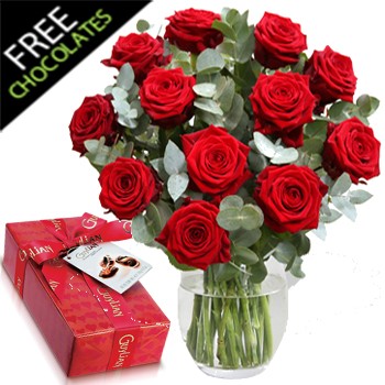 Rose Elegance with Chocolates  