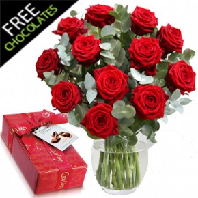 Rose Elegance with Chocolates  